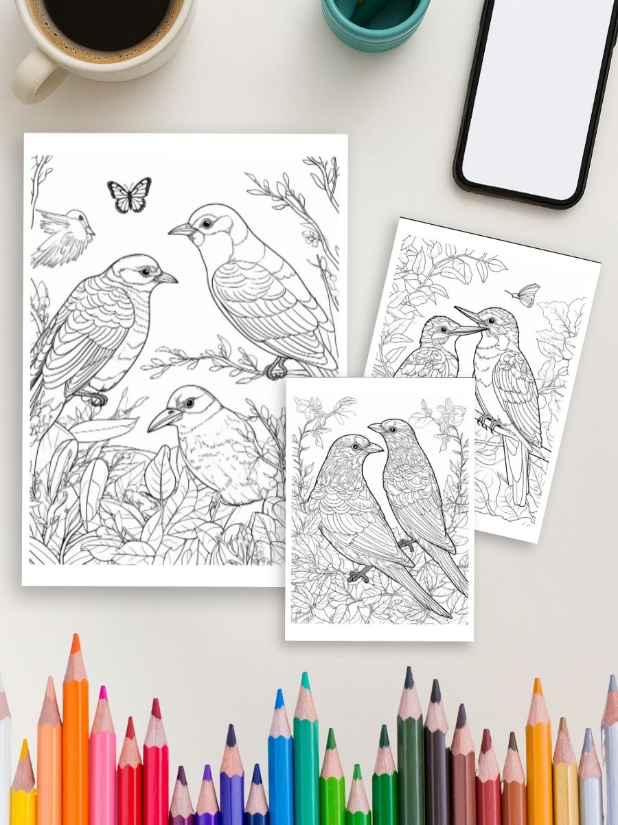 Birdsong Nature – 10 Tranquil Bird Coloring Pages - Image 3