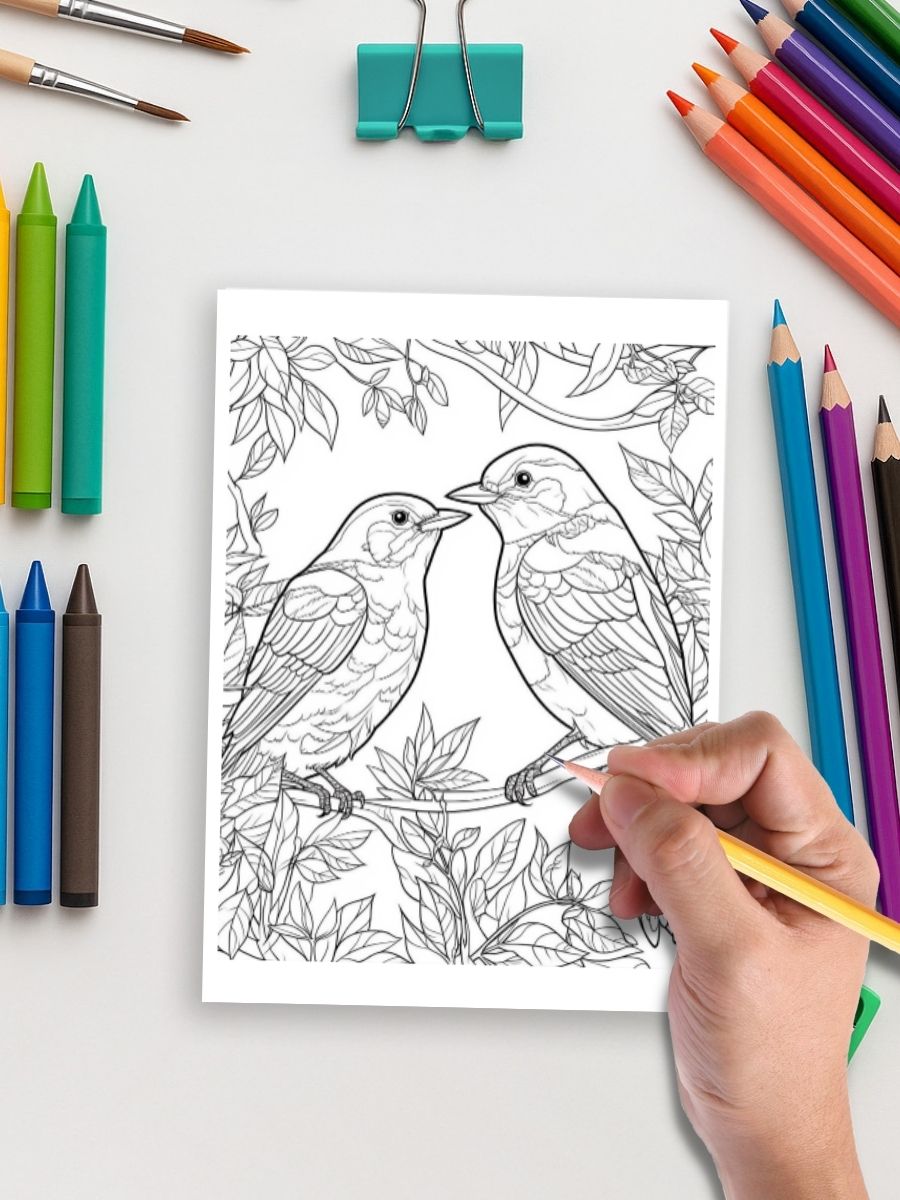 Birdsong Nature – 10 Tranquil Bird Coloring Pages - Image 4