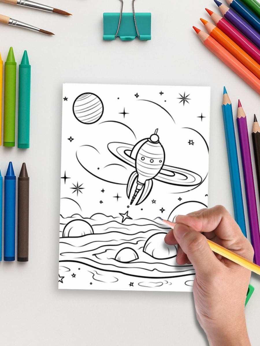 Cosmic Adventures – 155 Space Coloring Pages - Image 3
